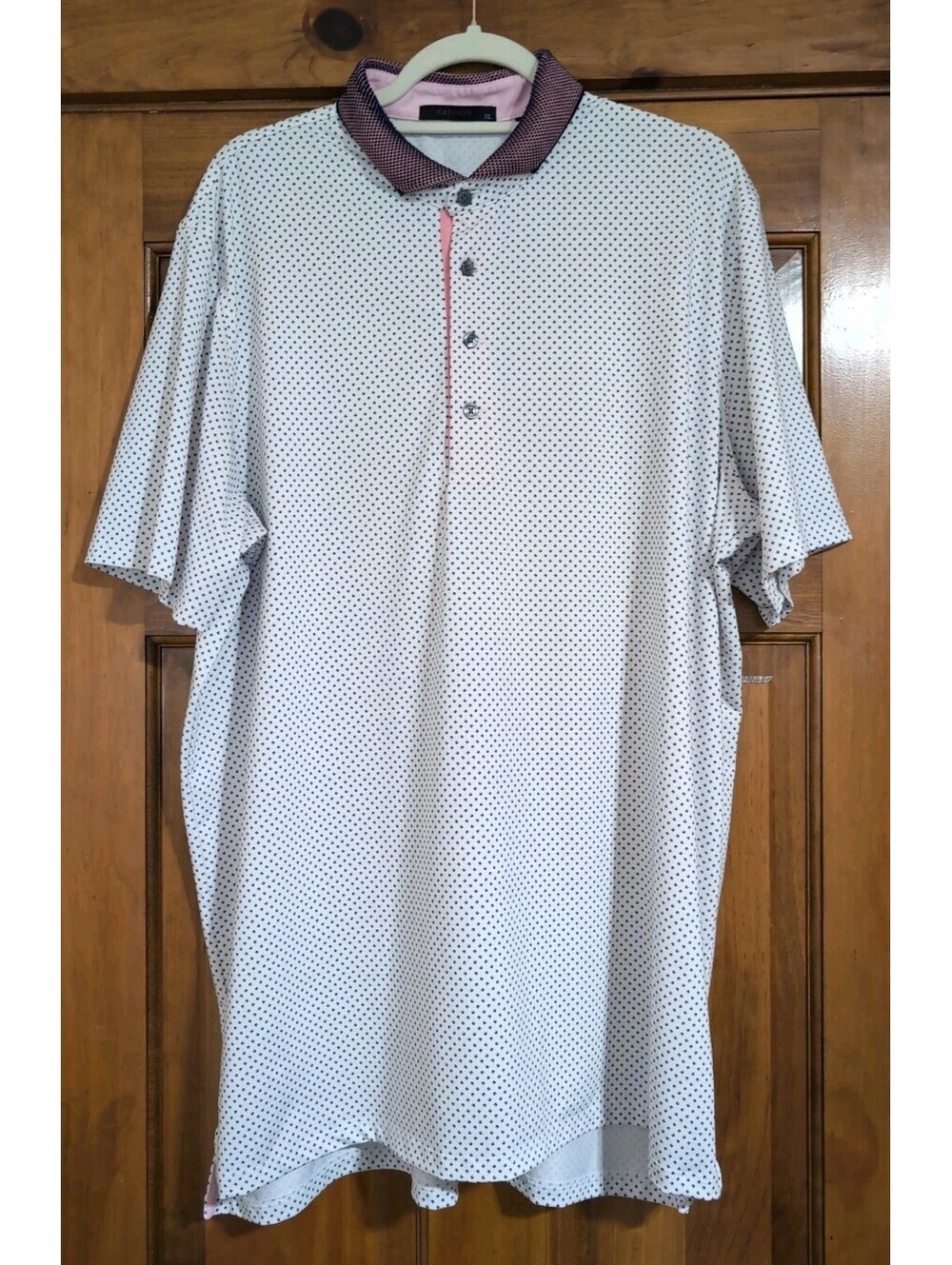 Greyson Polo Shirt Geometric Pink Accent Golf Preppy Men's XL(1619)F